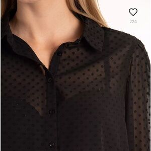EQUIPMENT Semi-Sheer Black Textured Button-Up Blouse L Like New